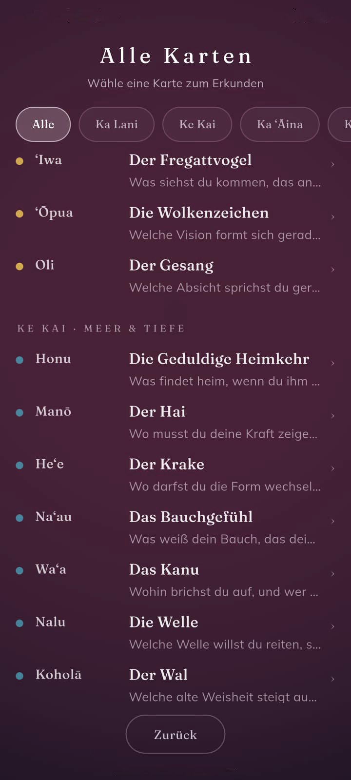 ʻOhana · Alle 48 Karten nach Reichen
